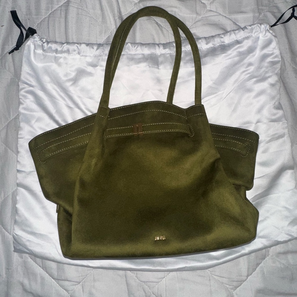 JW PEI Forest Green Suede Tote